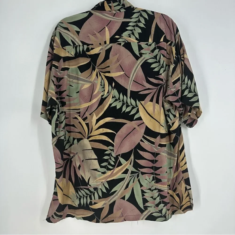 TORI RICHARD Casual Hawaiian Tropical Floral Button Down Short Sleeve Shirt Sz L